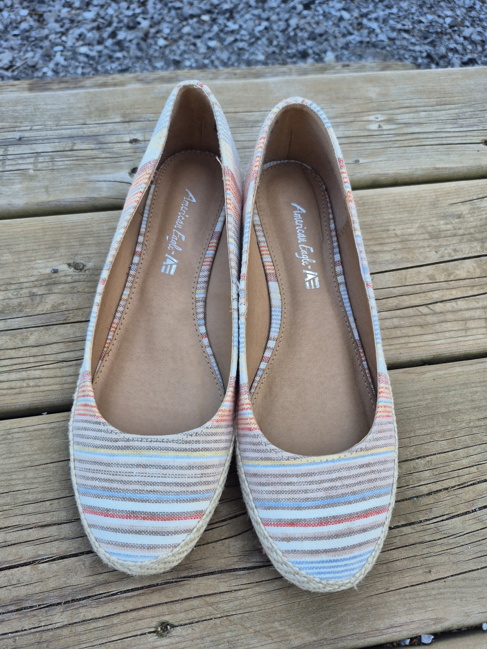 American Eagle Striped Canvas Women's Wedge Shoes in Size 7.5 - Picture 4 of 10